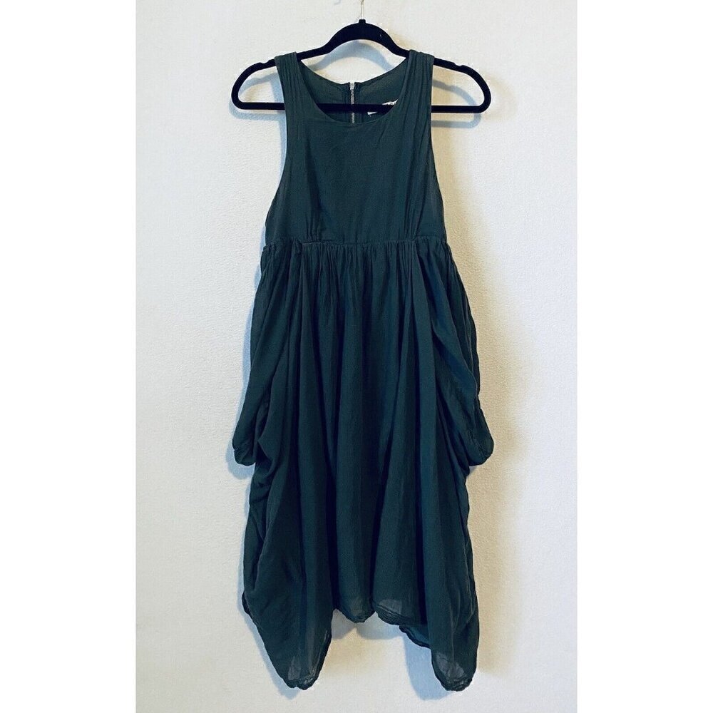 Hache Dress Womens 42 Medium Gray Sleeveless Midi Cotton Drapey Lagenlook Grunge